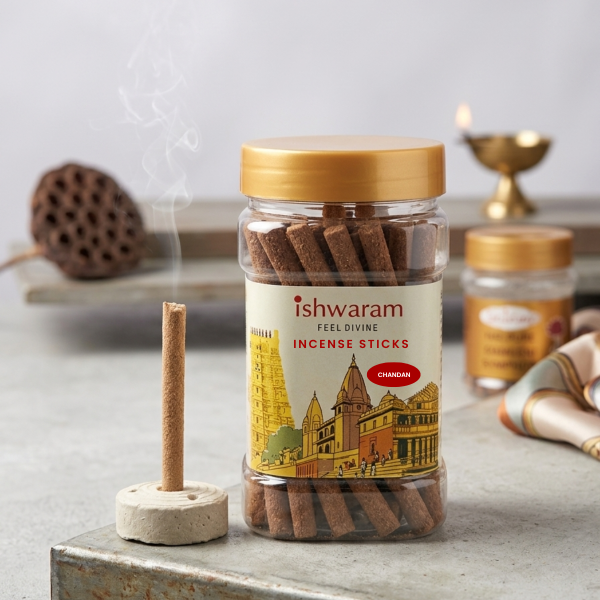 Ishwaram Chandan Bamboo-less Incense Sticks - 31 Units (Monthly Pack)