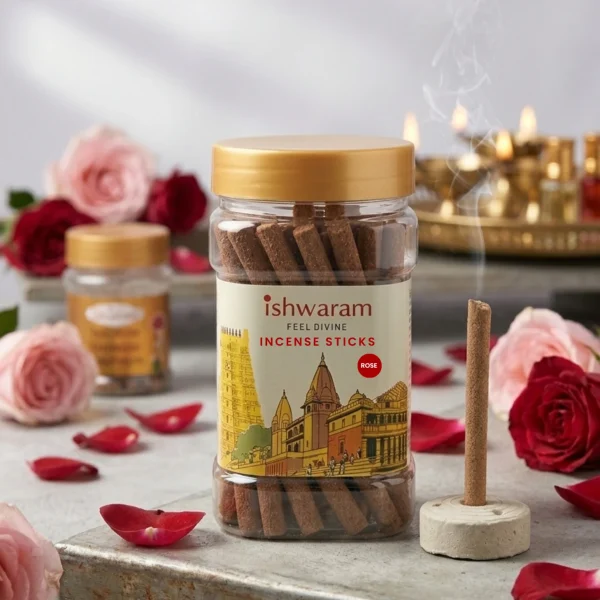 Ishwaram Rose Bamboo-less Incense Sticks – 31 Units (Monthly Pack)